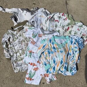 Burt’s Bees Baby Mixed Baby Toddler Pajama Bundle - Ocean & Neutral Prints 7 Set